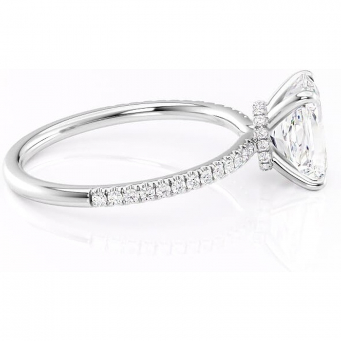 Inel de logodnă Lavinia din aur Alb 14kt cu moissanite tăietură radiantă – Montură pavé rafinată pentru profil înalt | Personalizează și configurează gratuit online [2]