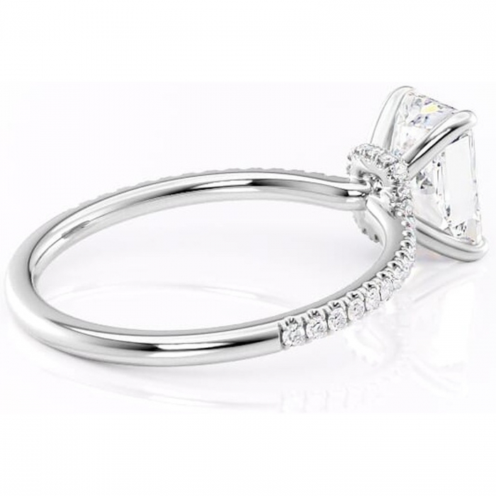 Inel de logodnă Lavinia din aur Alb 14kt cu moissanite tăietură radiantă – Montură pavé rafinată pentru profil înalt | Personalizează și configurează gratuit online [3]