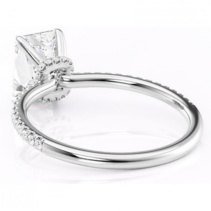 Inel de logodnă Lavinia din aur Alb 14kt cu moissanite tăietură radiantă – Montură pavé rafinată pentru profil înalt | Personalizează și configurează gratuit online [4]