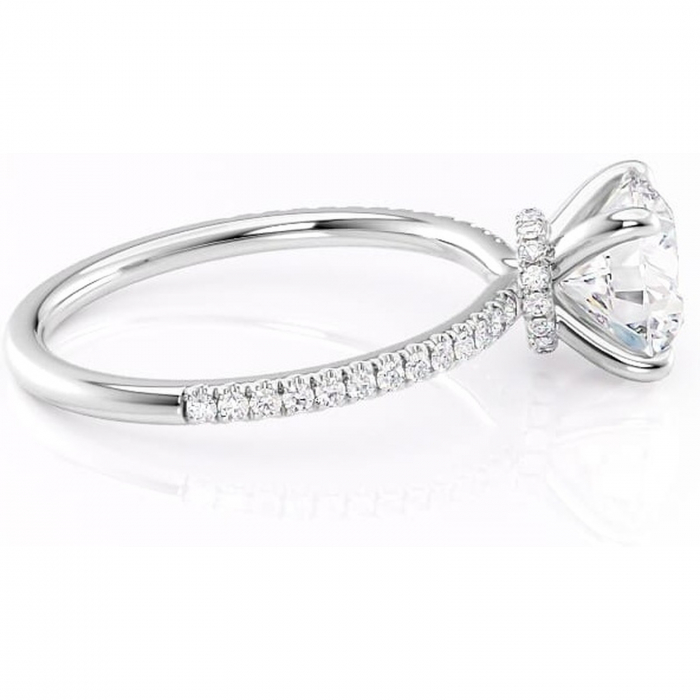 Inel de logodnă Lavinia din aur Alb 14kt cu moissanite tăietură rotundă – Montură pavé rafinată pentru profil înalt | Personalizează și configurează gratuit online [2]