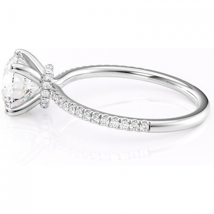 Inel de logodnă Lavinia din aur Alb 14kt cu moissanite tăietură rotundă – Montură pavé rafinată pentru profil înalt | Personalizează și configurează gratuit online [6]