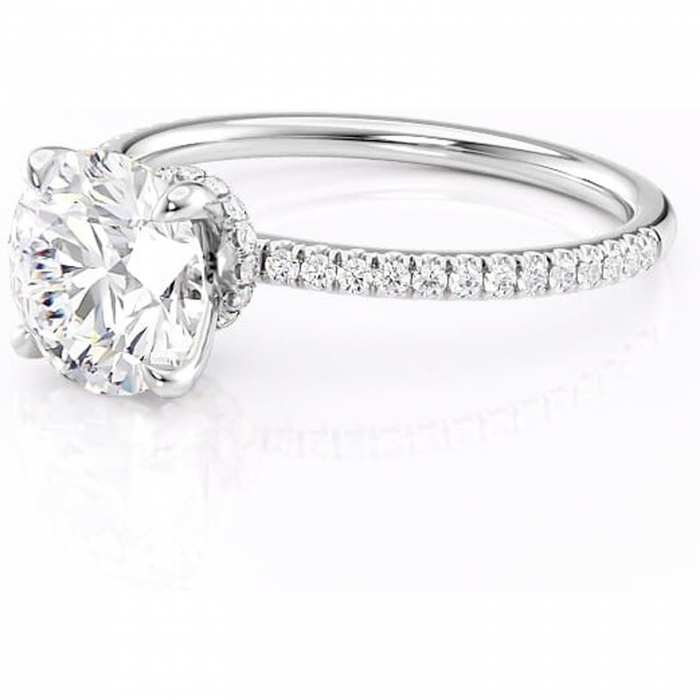 Inel de logodnă Lavinia din aur Alb 14kt cu moissanite tăietură rotundă – Montură pavé rafinată pentru profil înalt | Personalizează și configurează gratuit online [7]