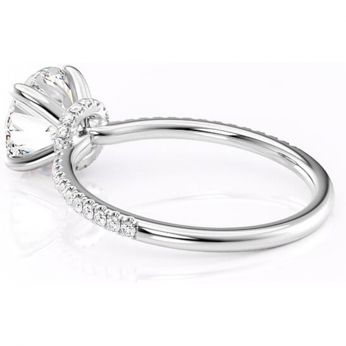 Inel de logodnă Lavinia din aur Alb 14kt cu moissanite tăietură rotundă – Montură pavé rafinată pentru profil înalt | Personalizează și configurează gratuit online [5]