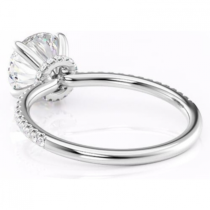 Inel de logodnă Lavinia din aur Alb 14kt cu moissanite tăietură rotundă – Montură pavé rafinată pentru profil înalt | Personalizează și configurează gratuit online [4]