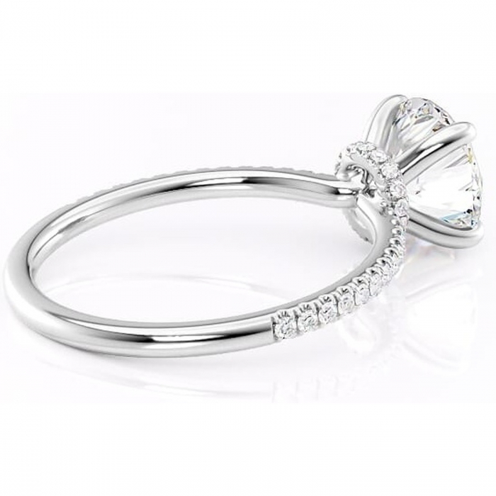 Inel de logodnă Lavinia din aur Alb 14kt cu moissanite tăietură rotundă – Montură pavé rafinată pentru profil înalt | Personalizează și configurează gratuit online [3]