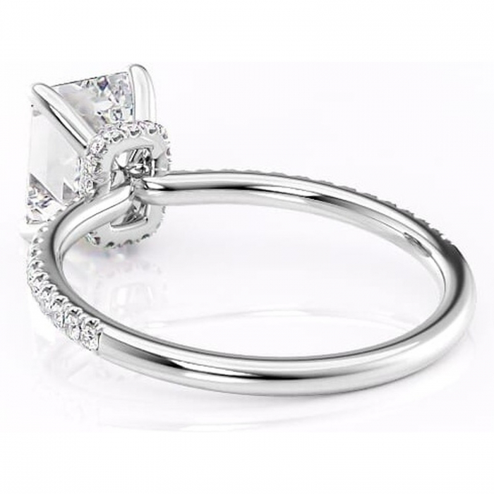 Inel de logodnă Lavinia din aur Alb 14kt cu moissanite tăietură smarald – Montură pavé rafinată pentru profil înalt | Personalizează și configurează gratuit online [4]