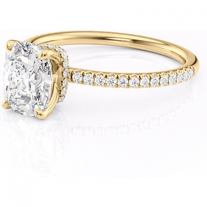 Inel de logodnă Lavinia din aur Galben 14kt cu moissanite tăietură asscher – Montură pavé rafinată pentru profil înalt | Personalizează și configurează gratuit online [7]