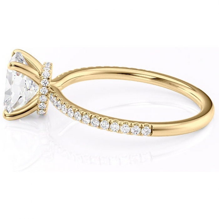 Inel de logodnă Lavinia din aur Galben 14kt cu moissanite tăietură asscher – Montură pavé rafinată pentru profil înalt | Personalizează și configurează gratuit online [6]
