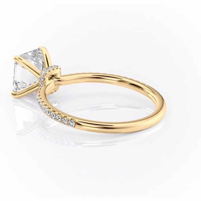 Inel de logodnă Lavinia din aur Galben 18kt cu moissanite tăietură asscher – Montură pavé rafinată pentru profil înalt | Personalizează și configurează gratuit online [5]
