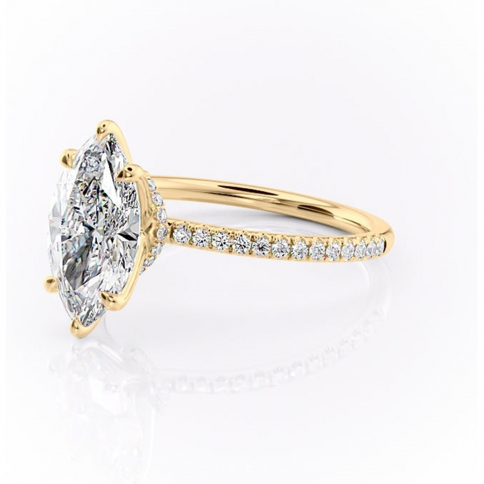 Inel de logodnă Lavinia din aur Galben 14kt cu moissanite tăietură marquise – Montură pavé rafinată pentru profil înalt | Personalizează și configurează gratuit online [7]