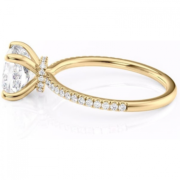 Inel de logodnă Lavinia din aur Galben 14kt cu moissanite tăietură pernă – Montură pavé rafinată pentru profil înalt | Personalizează și configurează gratuit online [6]