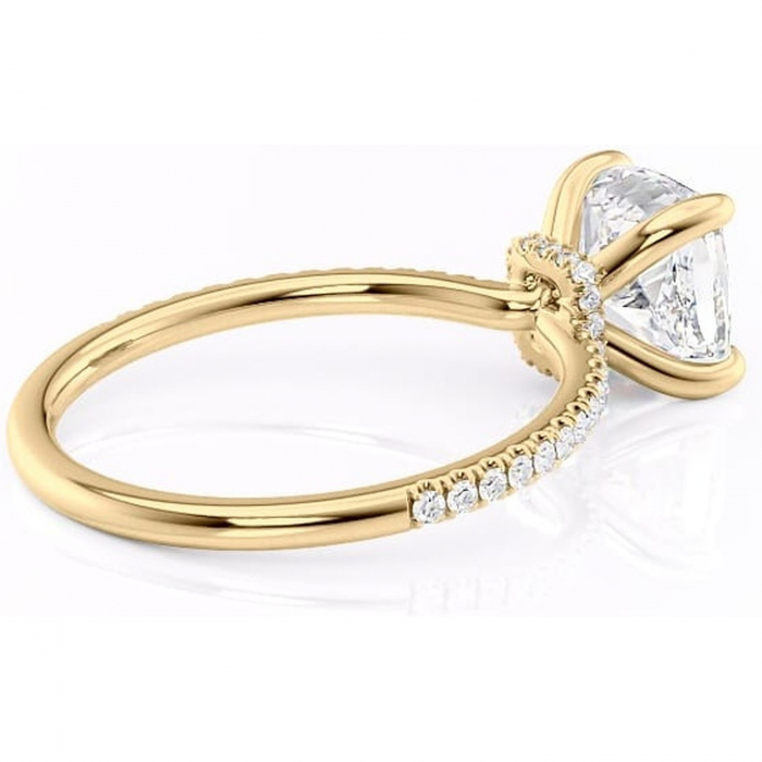 Inel de logodnă Lavinia din aur Galben 14kt cu moissanite tăietură pernă – Montură pavé rafinată pentru profil înalt | Personalizează și configurează gratuit online [3]