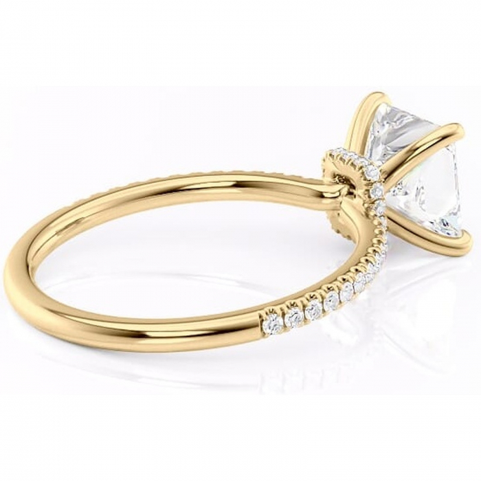Inel de logodnă Lavinia din aur Galben 14kt cu moissanite tăietură princess – Montură pavé rafinată pentru profil înalt | Personalizează și configurează gratuit online [3]