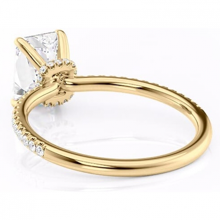 Inel de logodnă Lavinia din aur Galben 18kt cu moissanite tăietură radiantă – Montură pavé rafinată pentru profil înalt | Personalizează și configurează gratuit online [4]