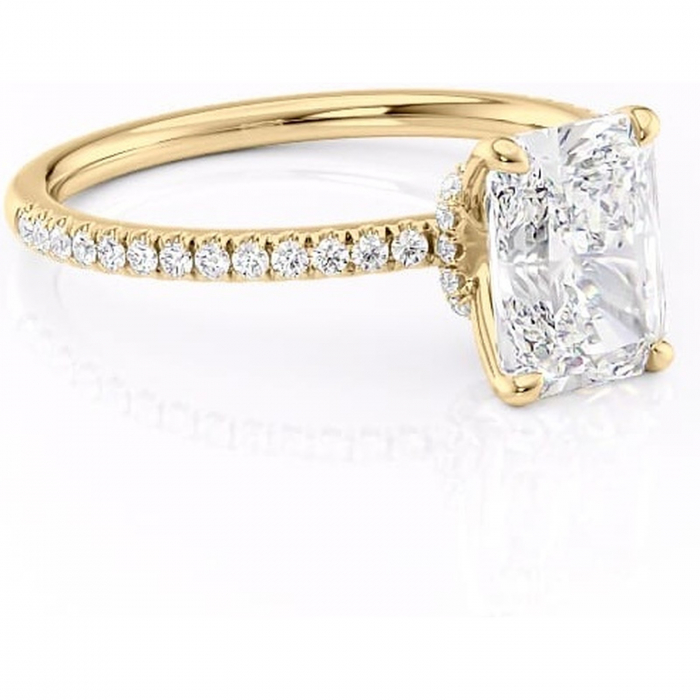 Inel de logodnă Lavinia din aur Galben 18kt cu moissanite tăietură radiantă – Montură pavé rafinată pentru profil înalt | Personalizează și configurează gratuit online [1]