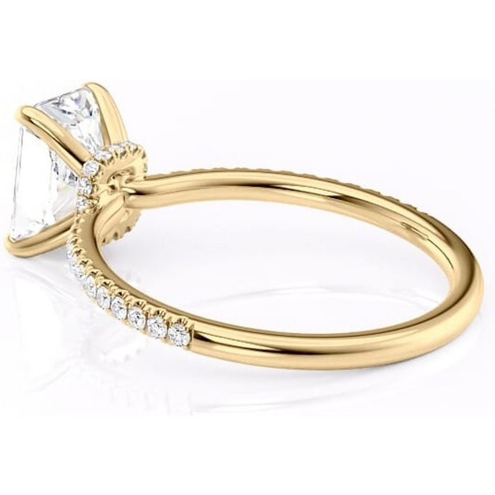Inel de logodnă Lavinia din aur Galben 18kt cu moissanite tăietură radiantă – Montură pavé rafinată pentru profil înalt | Personalizează și configurează gratuit online [5]