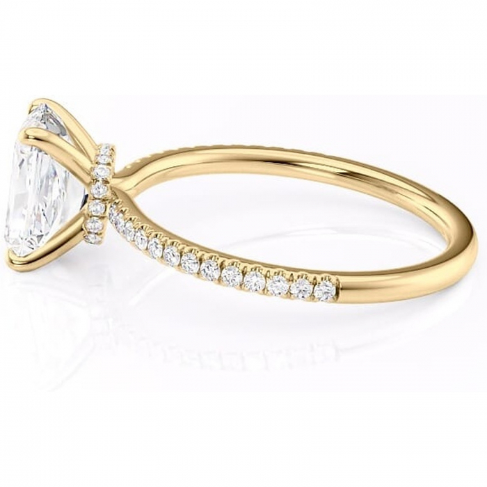 Inel de logodnă Lavinia din aur Galben 18kt cu moissanite tăietură radiantă – Montură pavé rafinată pentru profil înalt | Personalizează și configurează gratuit online [6]