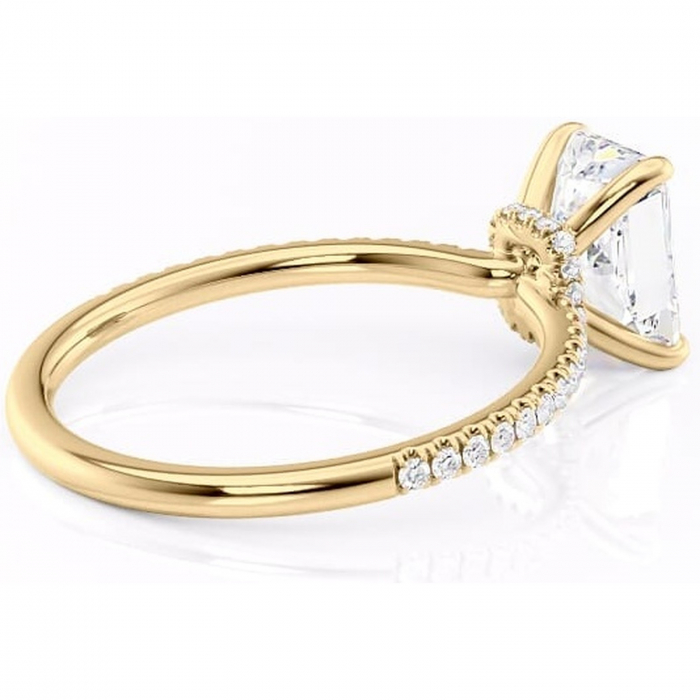 Inel de logodnă Lavinia din aur Galben 18kt cu moissanite tăietură radiantă – Montură pavé rafinată pentru profil înalt | Personalizează și configurează gratuit online [3]