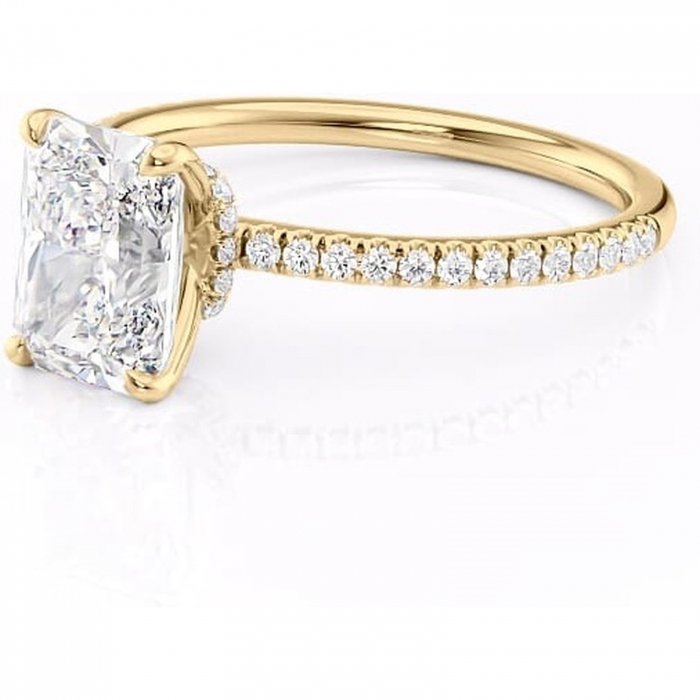 Inel de logodnă Lavinia din aur Galben 18kt cu moissanite tăietură radiantă – Montură pavé rafinată pentru profil înalt | Personalizează și configurează gratuit online [7]