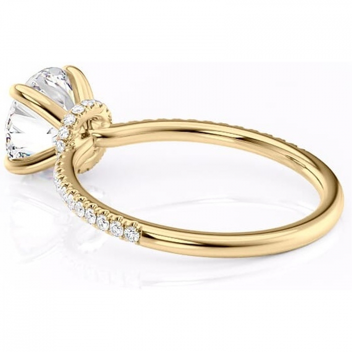 Inel de logodnă Lavinia din aur Galben 14kt cu moissanite tăietură rotundă – Montură pavé rafinată pentru profil înalt | Personalizează și configurează gratuit online [5]