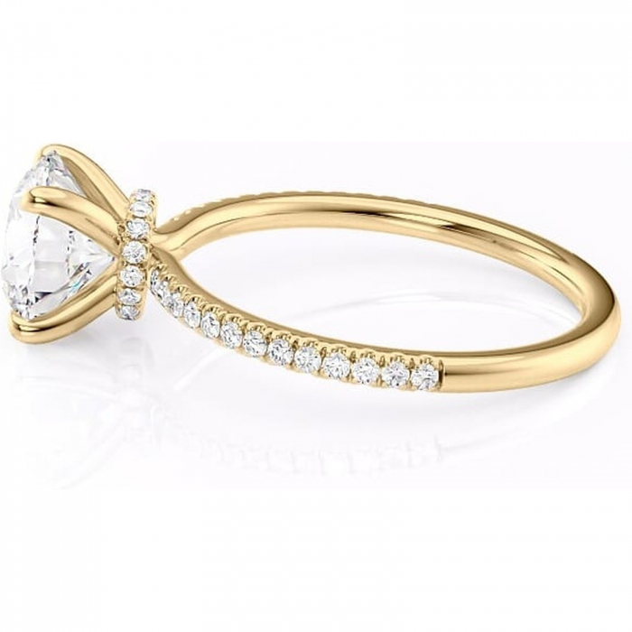 Inel de logodnă Lavinia din aur Galben 14kt cu moissanite tăietură rotundă – Montură pavé rafinată pentru profil înalt | Personalizează și configurează gratuit online [6]