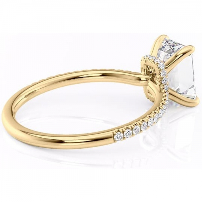 Inel de logodnă Lavinia din aur Galben 18kt cu moissanite tăietură smarald – Montură pavé rafinată pentru profil înalt | Personalizează și configurează gratuit online [3]