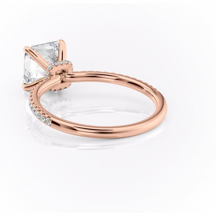 Inel de logodnă Lavinia din aur Rose 14kt cu moissanite tăietură asscher – Montură pavé rafinată pentru profil înalt | Personalizează și configurează gratuit online [4]