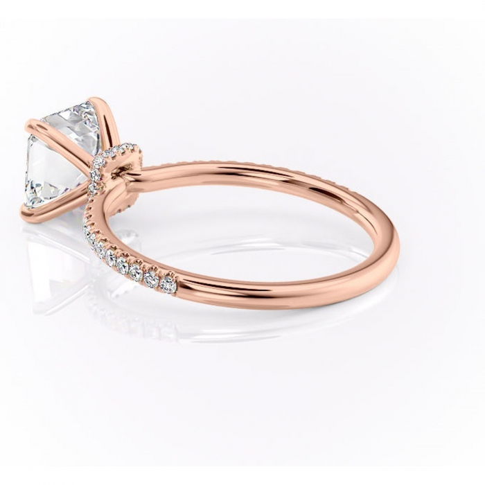 Inel de logodnă Lavinia din aur Rose 14kt cu moissanite tăietură asscher – Montură pavé rafinată pentru profil înalt | Personalizează și configurează gratuit online [5]