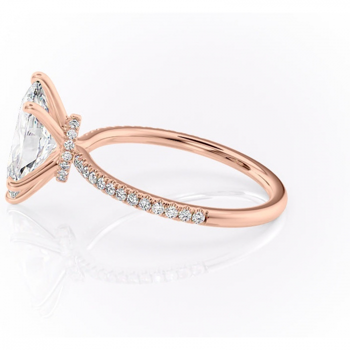 Inel de logodnă Lavinia din aur Rose 14kt cu moissanite tăietură marquise – Montură pavé rafinată pentru profil înalt | Personalizează și configurează gratuit online [6]