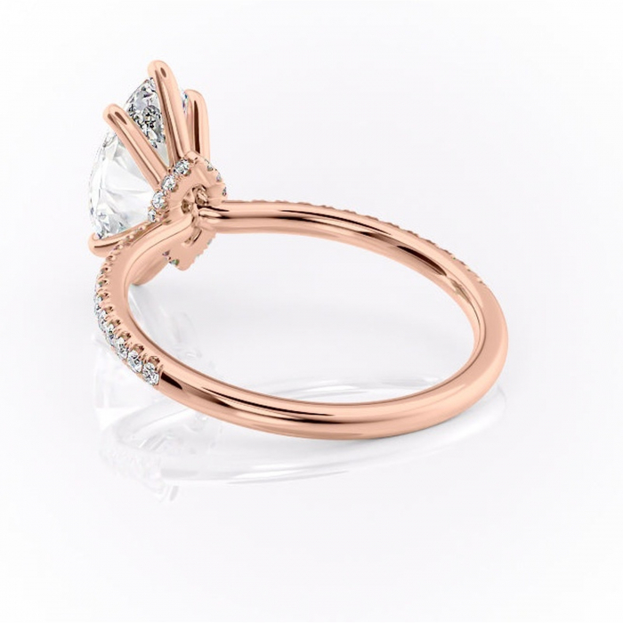 Inel de logodnă Lavinia din aur Rose 14kt cu moissanite tăietură marquise – Montură pavé rafinată pentru profil înalt | Personalizează și configurează gratuit online [4]