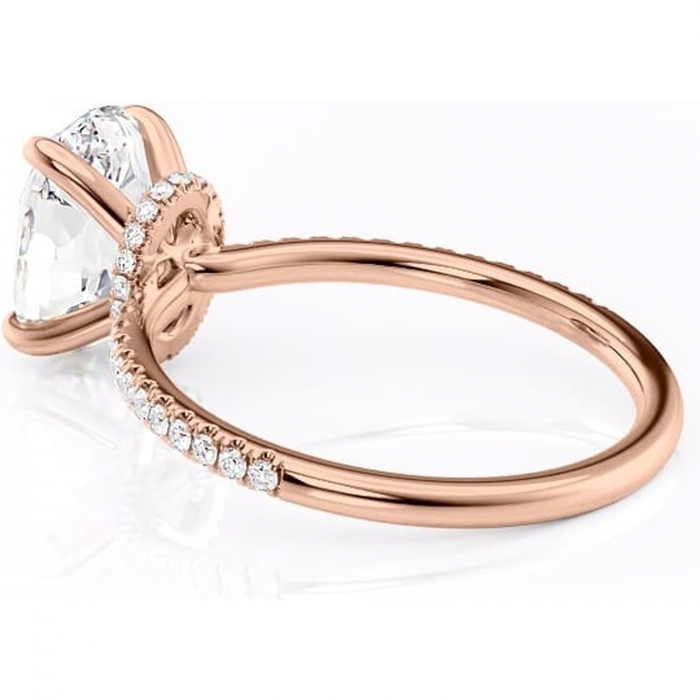 Inel de logodnă Lavinia din aur Rose 14kt cu moissanite tăietură ovală – Montură pavé rafinată pentru profil înalt | Personalizează și configurează gratuit online [5]