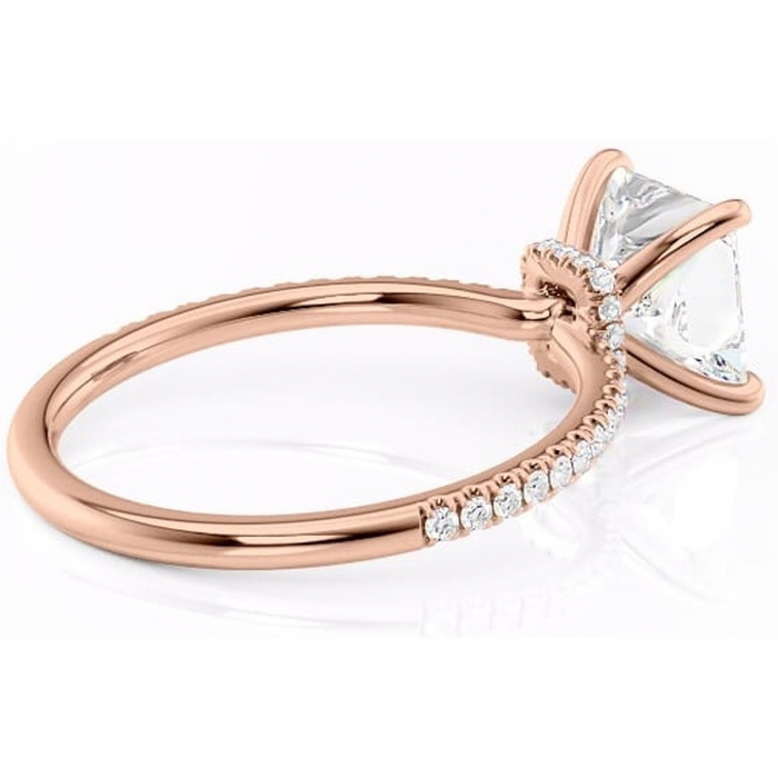 Inel de logodnă Lavinia din aur Rose 18kt cu moissanite tăietură princess – Montură pavé rafinată pentru profil înalt | Personalizează și configurează gratuit online [3]