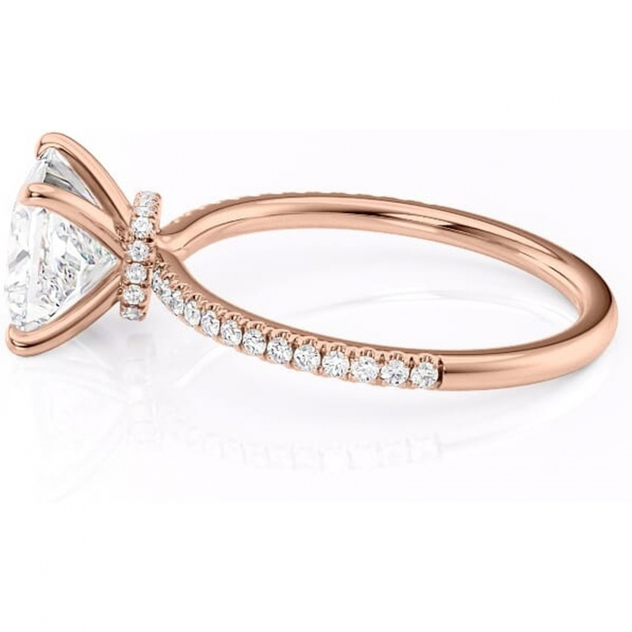 Inel de logodnă Lavinia din aur Rose 18kt cu moissanite tăietură princess – Montură pavé rafinată pentru profil înalt | Personalizează și configurează gratuit online [6]