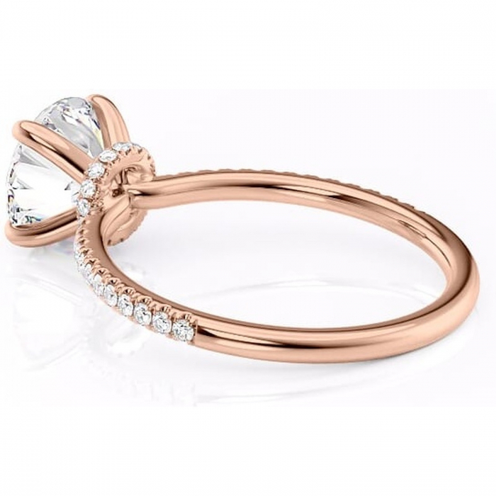 Inel de logodnă Lavinia din aur Rose 14kt cu moissanite tăietură rotundă – Montură pavé rafinată pentru profil înalt | Personalizează și configurează gratuit online [5]