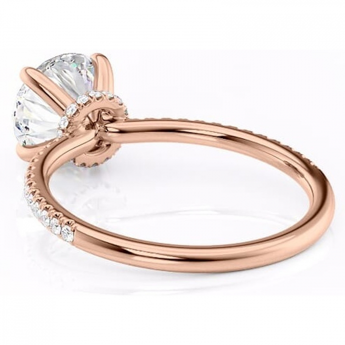 Inel de logodnă Lavinia din aur Rose 14kt cu moissanite tăietură rotundă – Montură pavé rafinată pentru profil înalt | Personalizează și configurează gratuit online [4]