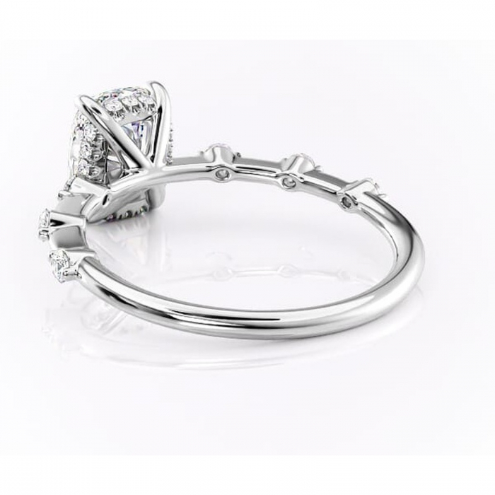 Inel de logodnă Lilya din aur Alb 14kt cu moissanite tăietură asscher – Pietre laterale rafinată pentru profil mediu | Personalizează și configurează gratuit online [4]