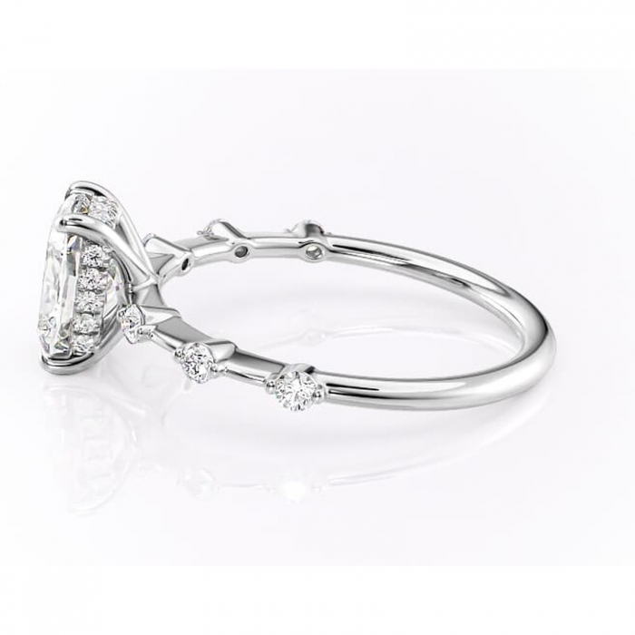 Inel de logodnă Lilya din aur Alb 14kt cu moissanite tăietură asscher – Pietre laterale rafinată pentru profil mediu | Personalizează și configurează gratuit online [6]