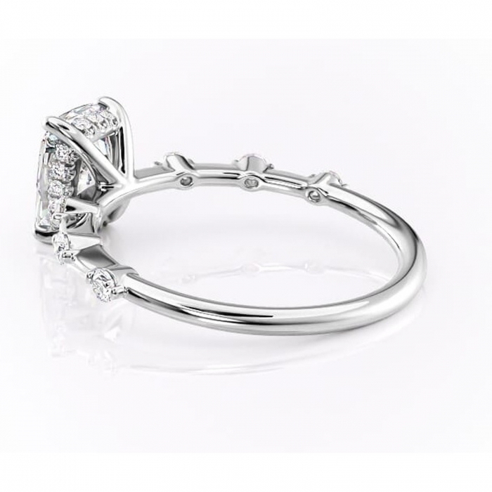 Inel de logodnă Lilya din aur Alb 14kt cu moissanite tăietură asscher – Pietre laterale rafinată pentru profil mediu | Personalizează și configurează gratuit online [5]