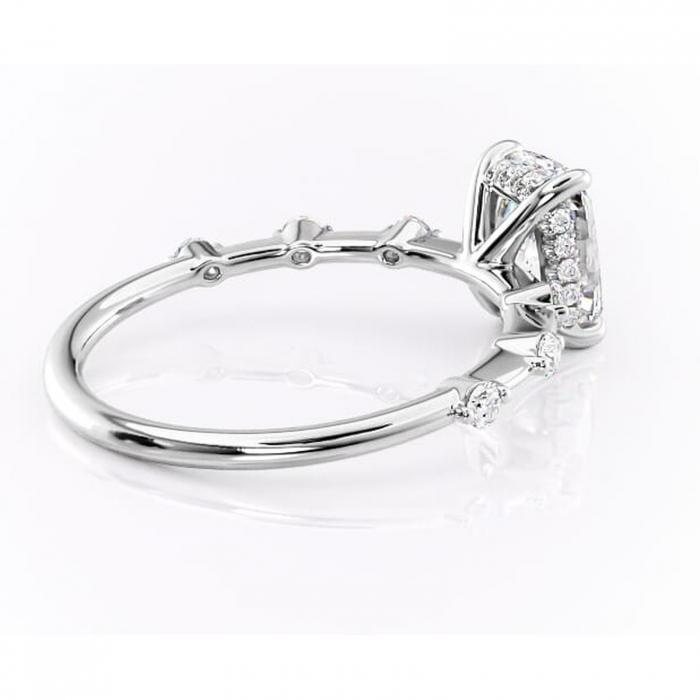 Inel de logodnă Lilya din aur Alb 14kt cu moissanite tăietură asscher – Pietre laterale rafinată pentru profil mediu | Personalizează și configurează gratuit online [3]