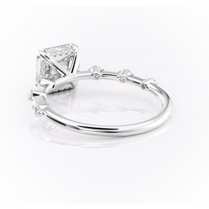 Inel de logodnă Lilya din aur Alb 14kt cu moissanite tăietură asscher – Pietre laterale rafinată pentru profil mediu | Personalizează și configurează gratuit online [4]