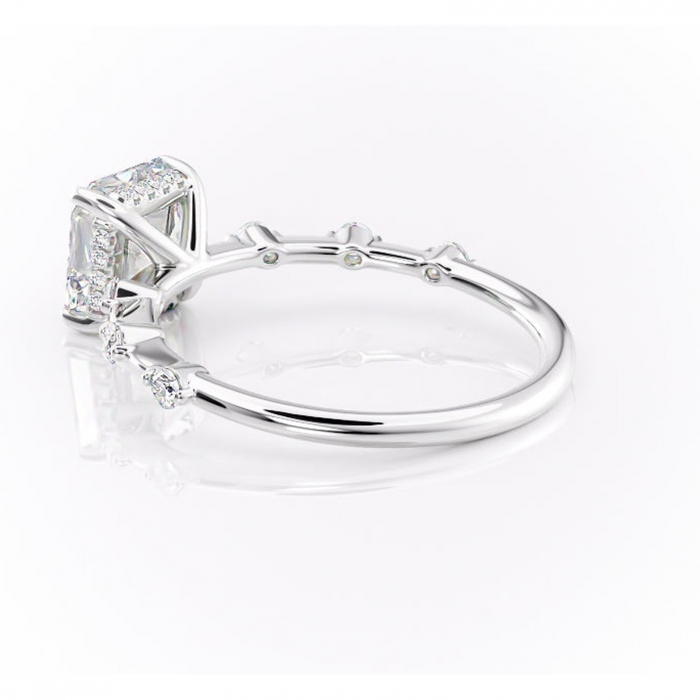 Inel de logodnă Lilya din aur Alb 14kt cu moissanite tăietură asscher – Pietre laterale rafinată pentru profil mediu | Personalizează și configurează gratuit online [5]