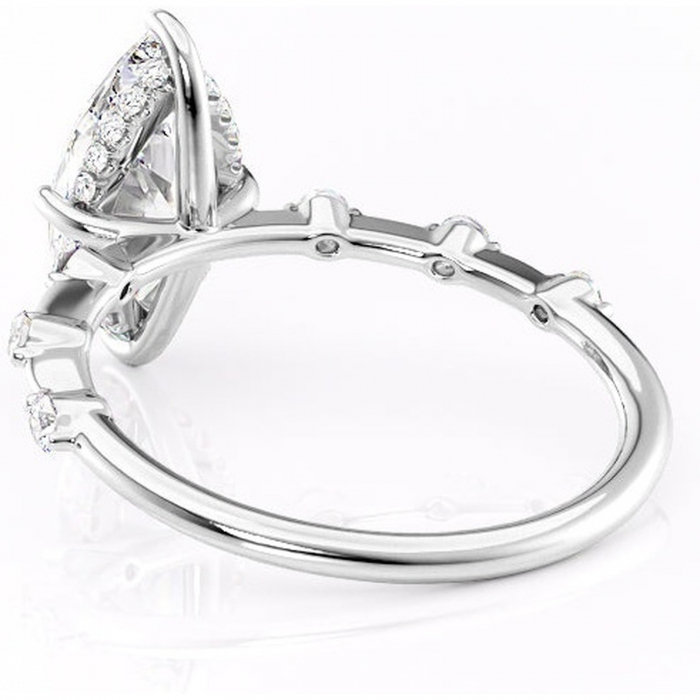 Inel de logodnă Lilya din aur Alb 14kt cu moissanite tăietură marquise – Pietre laterale rafinată pentru profil mediu | Personalizează și configurează gratuit online [4]