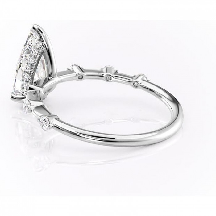 Inel de logodnă Lilya din aur Alb 14kt cu moissanite tăietură pară – Pietre laterale rafinată pentru profil mediu | Personalizează și configurează gratuit online [5]