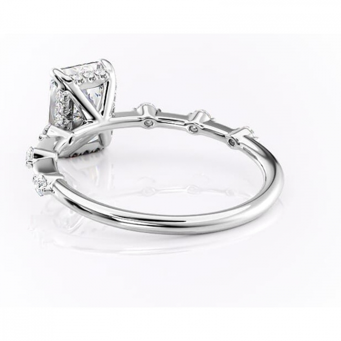 Inel de logodnă Lilya din aur Alb 14kt cu moissanite tăietură radiantă – Pietre laterale rafinată pentru profil mediu | Personalizează și configurează gratuit online [4]