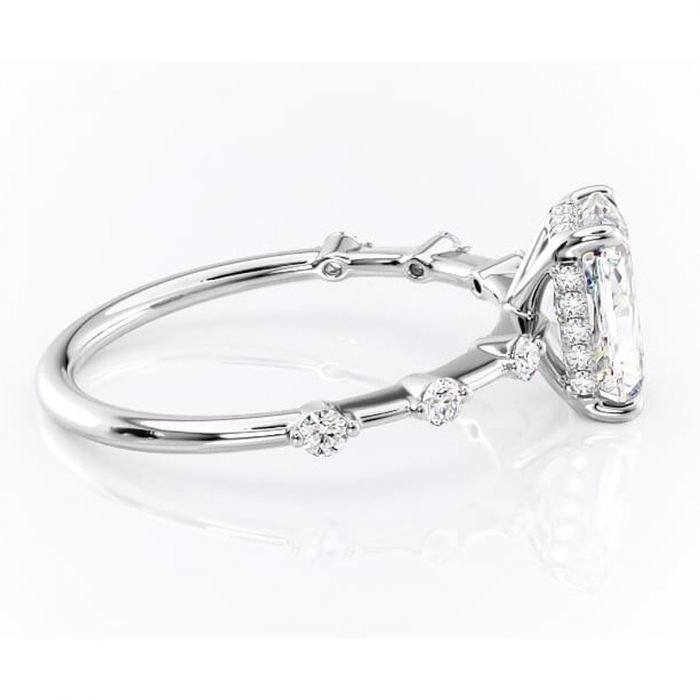 Inel de logodnă Lilya din aur Alb 14kt cu moissanite tăietură radiantă – Pietre laterale rafinată pentru profil mediu | Personalizează și configurează gratuit online [2]