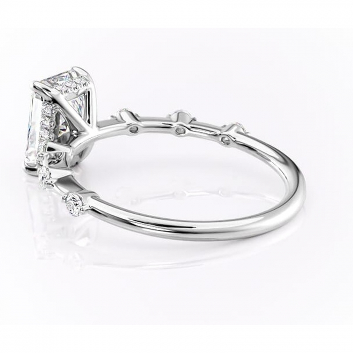 Inel de logodnă Lilya din aur Alb 14kt cu moissanite tăietură radiantă – Pietre laterale rafinată pentru profil mediu | Personalizează și configurează gratuit online [5]