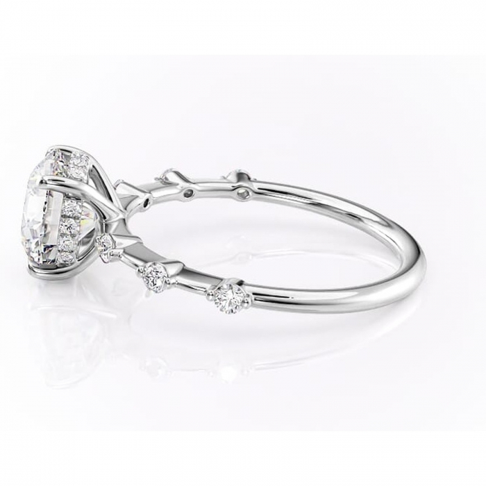 Inel de logodnă Lilya din aur Alb 14kt cu moissanite tăietură rotundă – Pietre laterale rafinată pentru profil mediu | Personalizează și configurează gratuit online [6]