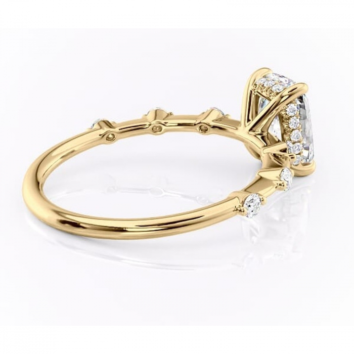 Inel de logodnă Lilya din aur Galben 14kt cu moissanite tăietură asscher – Pietre laterale rafinată pentru profil mediu | Personalizează și configurează gratuit online [3]