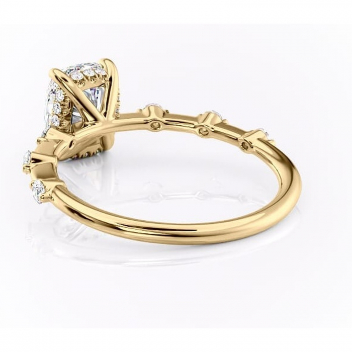 Inel de logodnă Lilya din aur Galben 14kt cu moissanite tăietură asscher – Pietre laterale rafinată pentru profil mediu | Personalizează și configurează gratuit online [4]