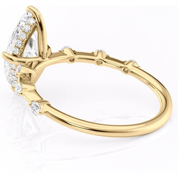 Inel de logodnă Lilya din aur Galben 14kt cu moissanite tăietură marquise – Pietre laterale rafinată pentru profil mediu | Personalizează și configurează gratuit online [5]